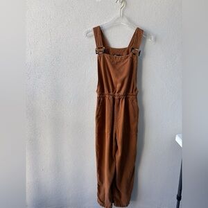 Zara Overalls Rust Color Size M 100% Lyocell Soft Boho Pockets Baggy